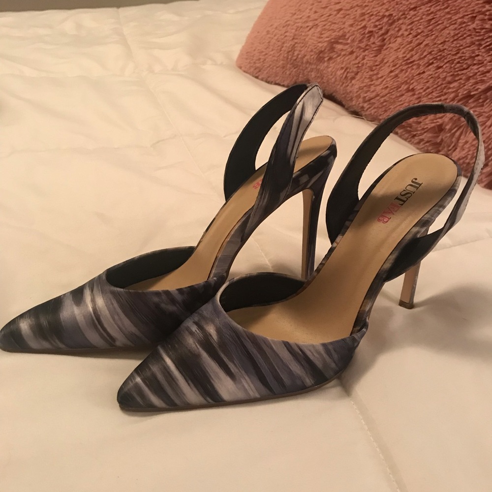 Blue and white slingback